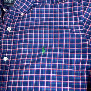 Ralph Lauren Classic Fit Plaid Shirt L Long Sleeve Button Down Blue Pink Green